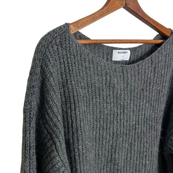 Old Navy Slouchy Cozy Boat Neck Knit Pullover Sweater Charcoal Gray Size XL - Picture 4 of 8